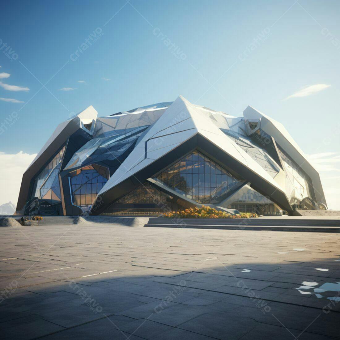 Arena futurista moderna arquitetura geométrica