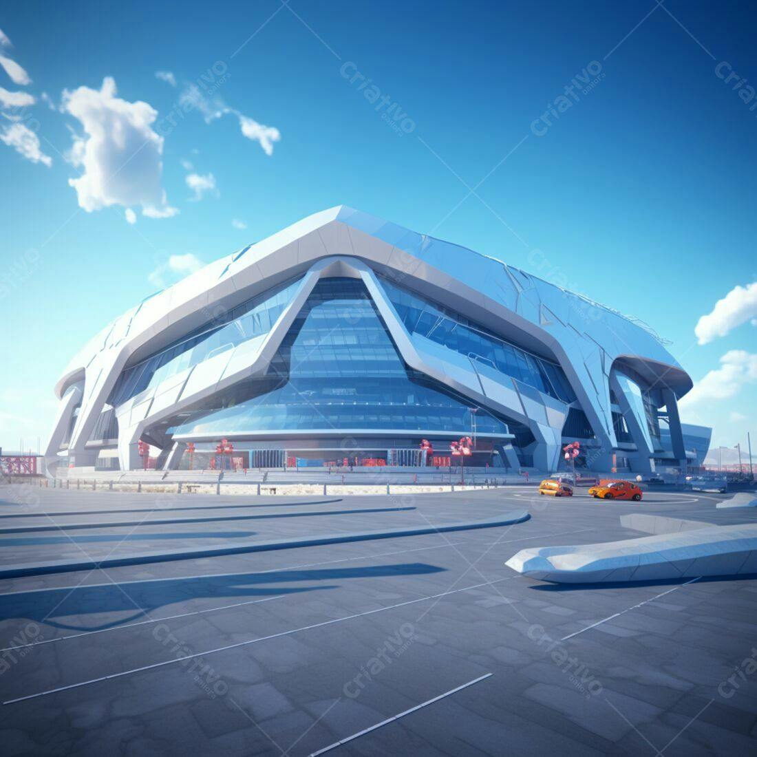 Estádio futurista moderno arquitetura branca