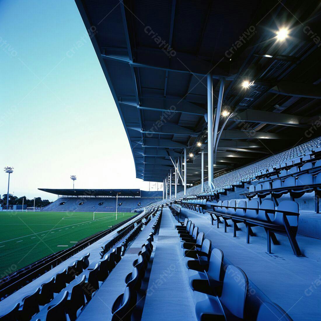 Estádio vazio ao entardecer