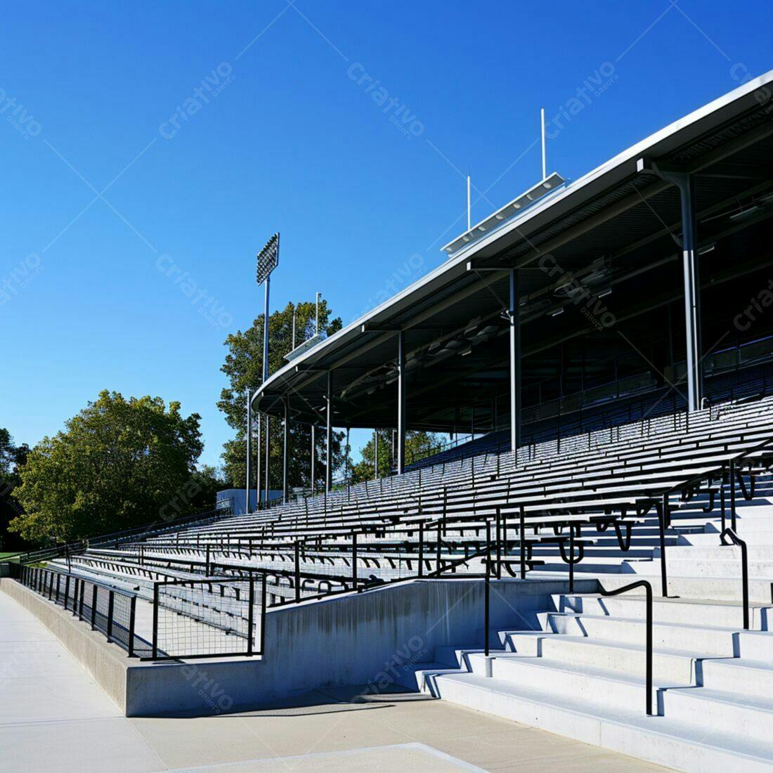 Arquibancadas de estádio vazias dia ensolarado