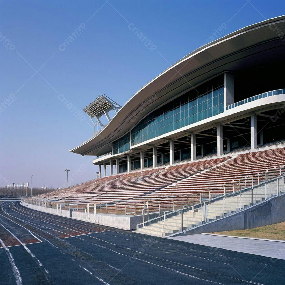 Estádio moderno pista atletismo arquibancadas