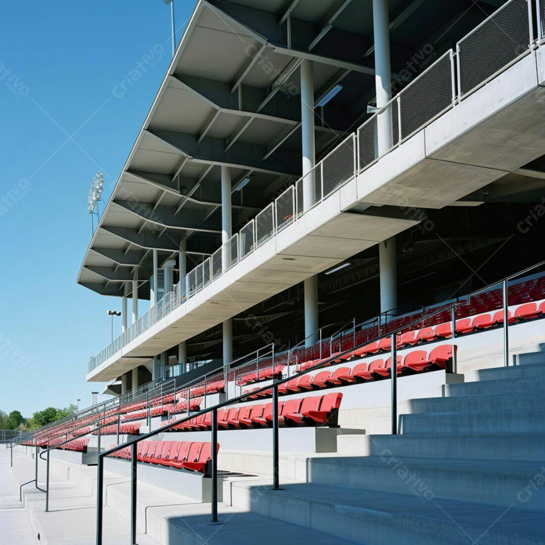 Arquibancadas de estádio vazias dia ensolarado
