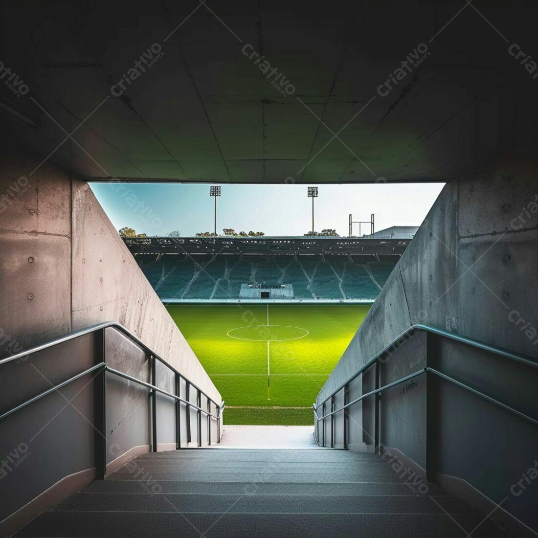 Estádio de futebol visto de acesso subterrâneo