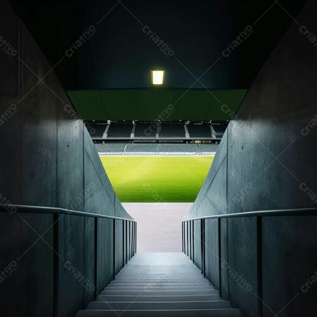 Estádio de futebol visto de acesso subterrâneo