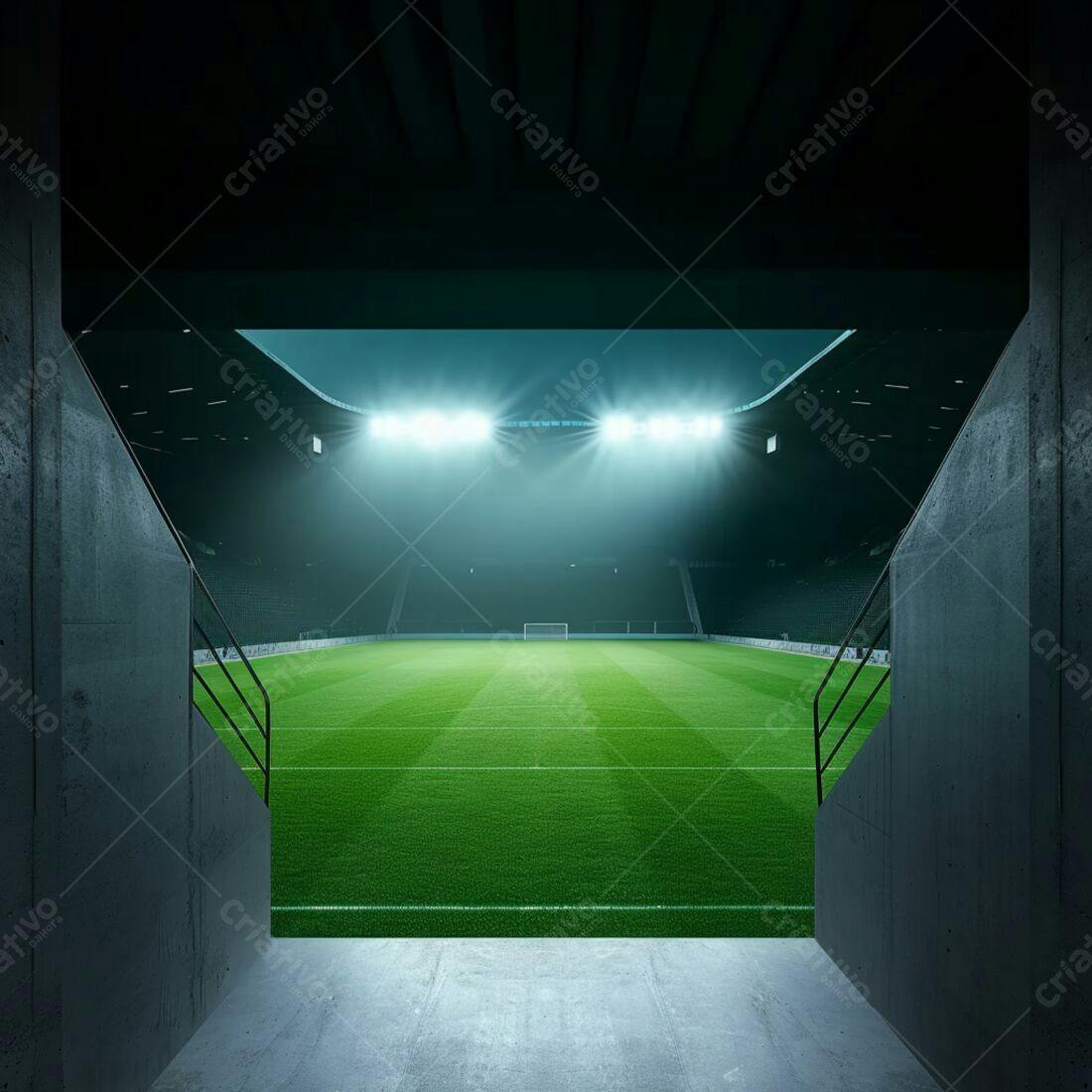Campo de futebol iluminado à noite