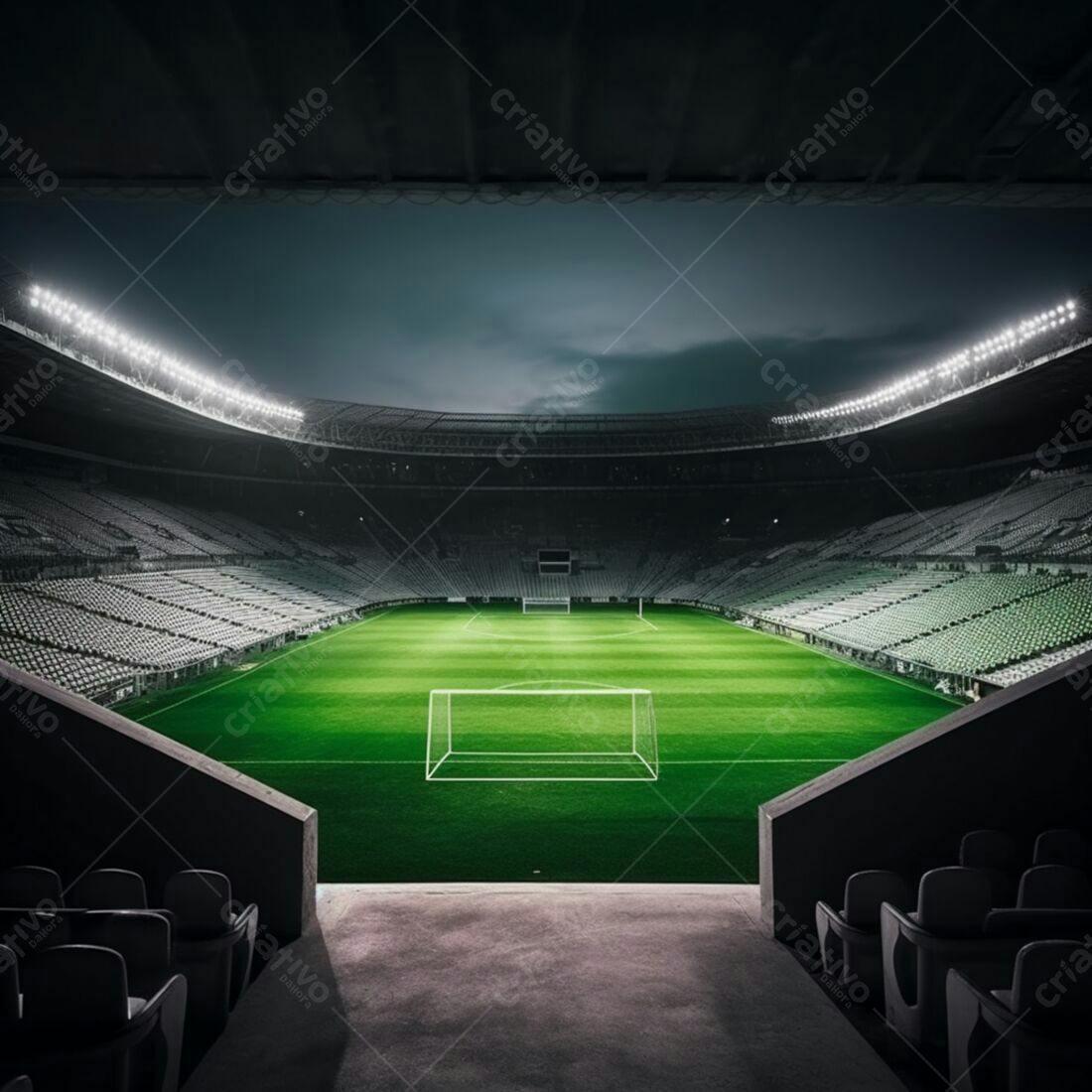 Estádio de futebol noturno vazio