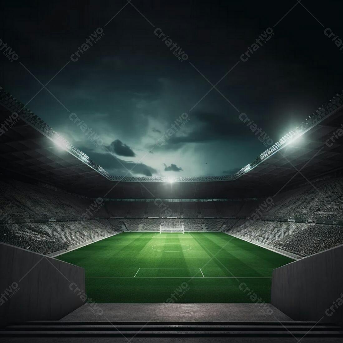 Estádio de futebol noturno vazio