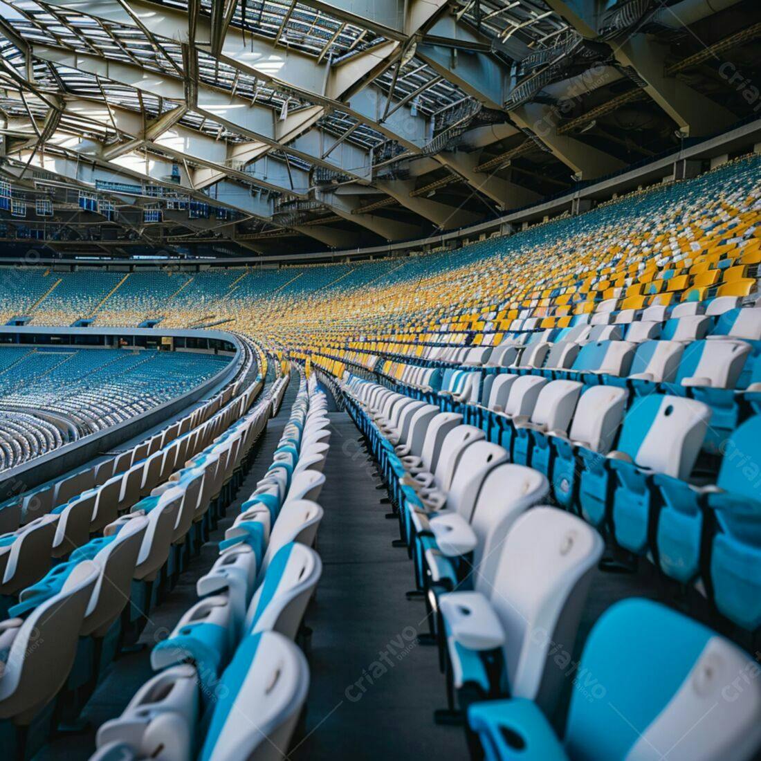 Cadeiras vazias em estádio de futebol
