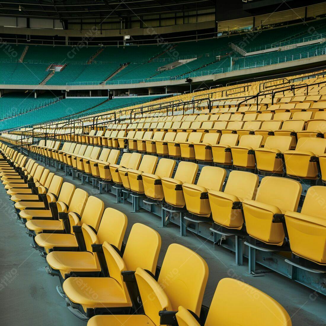 Cadeiras amarelas em estádio vazio