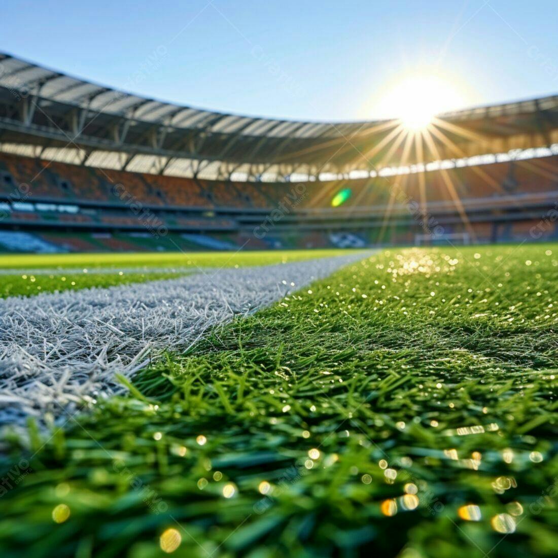 Gramado de Estádio ao Amanhecer