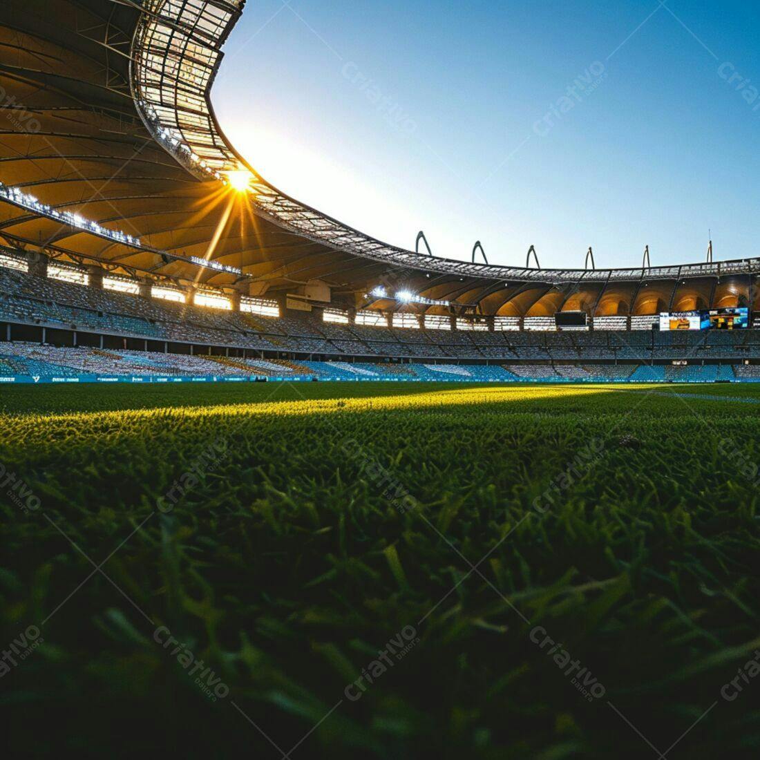 Estádio vazio ao entardecer