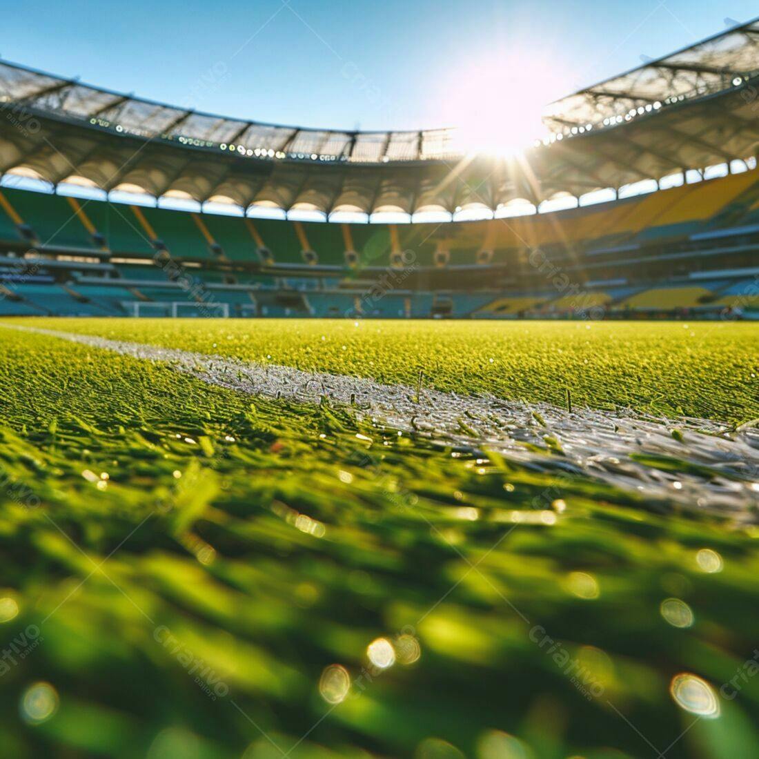 Campo de futebol iluminado pelo sol