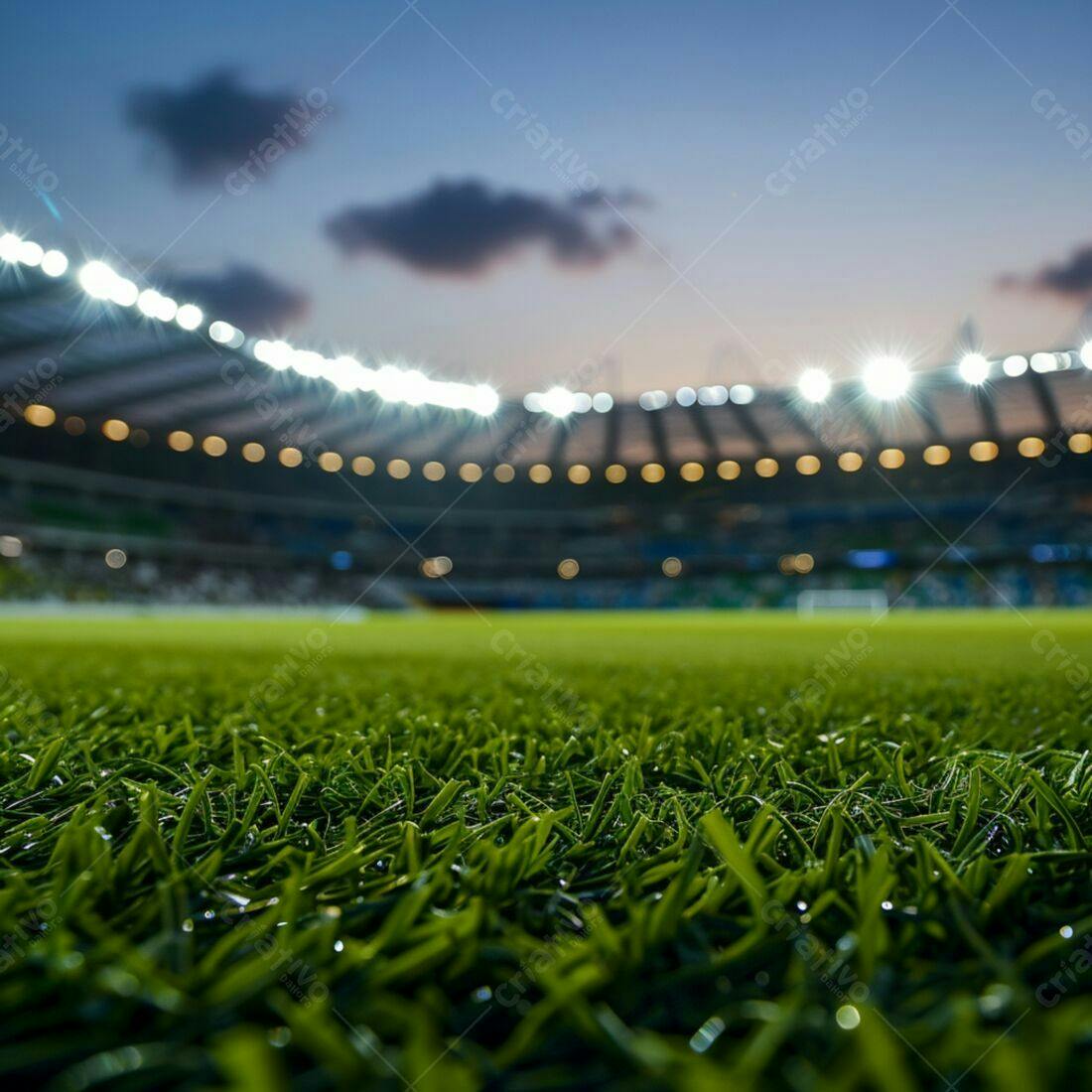 Gramado de Estádio ao Entardecer