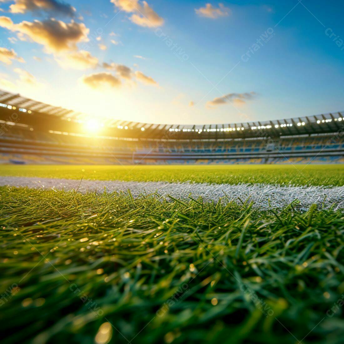 Gramado de Estádio ao Pôr do Sol