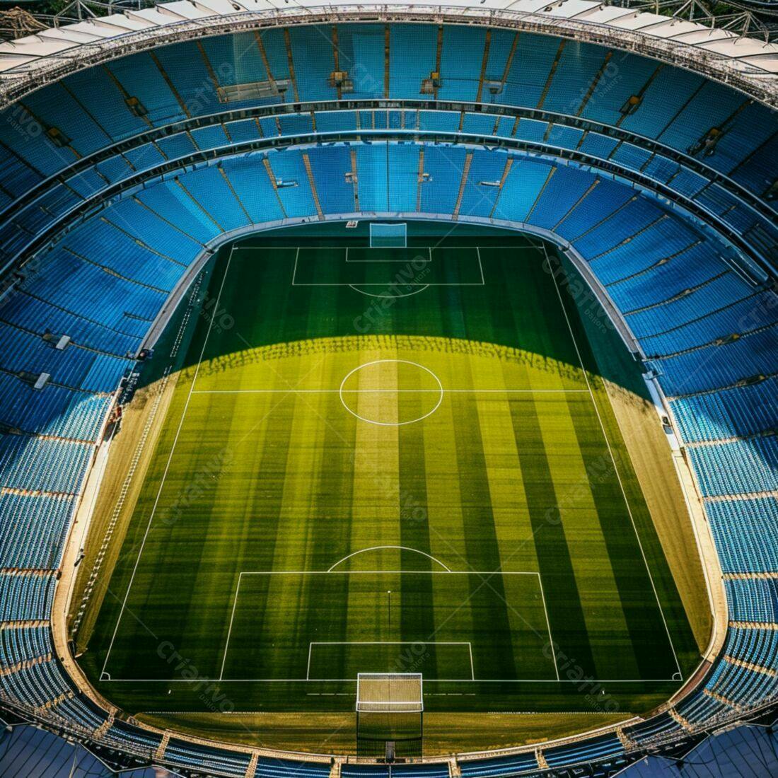 Estádio de futebol vista aérea campo gramado