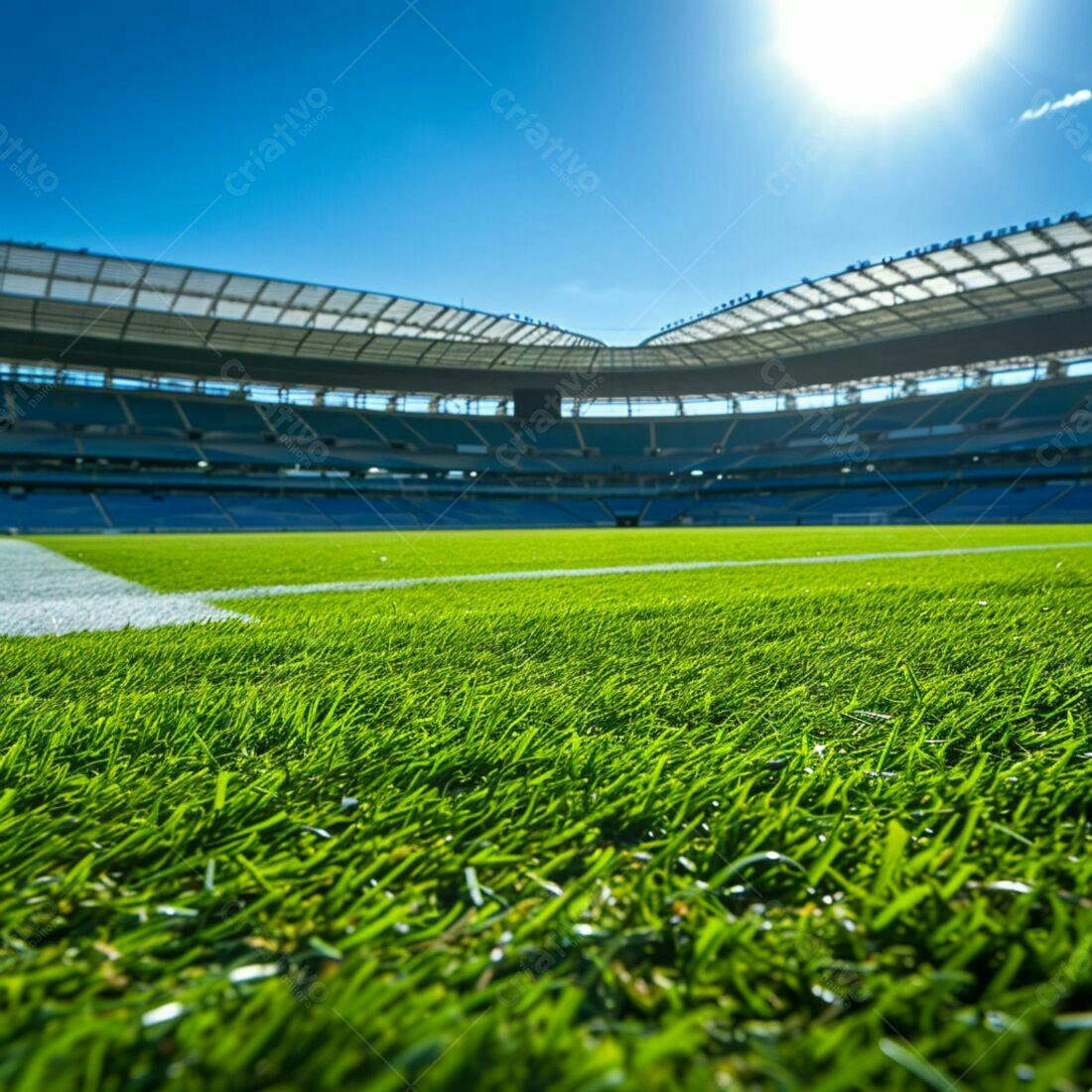 Gramado de Estádio sob Sol Forte