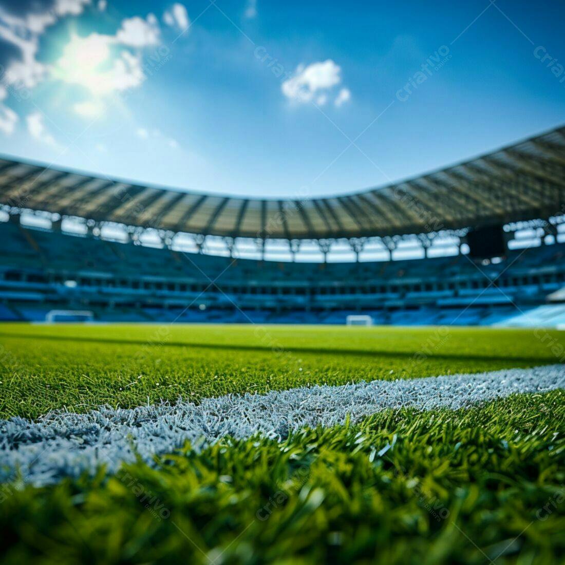 Gramado de Estádio sob Céu Azul