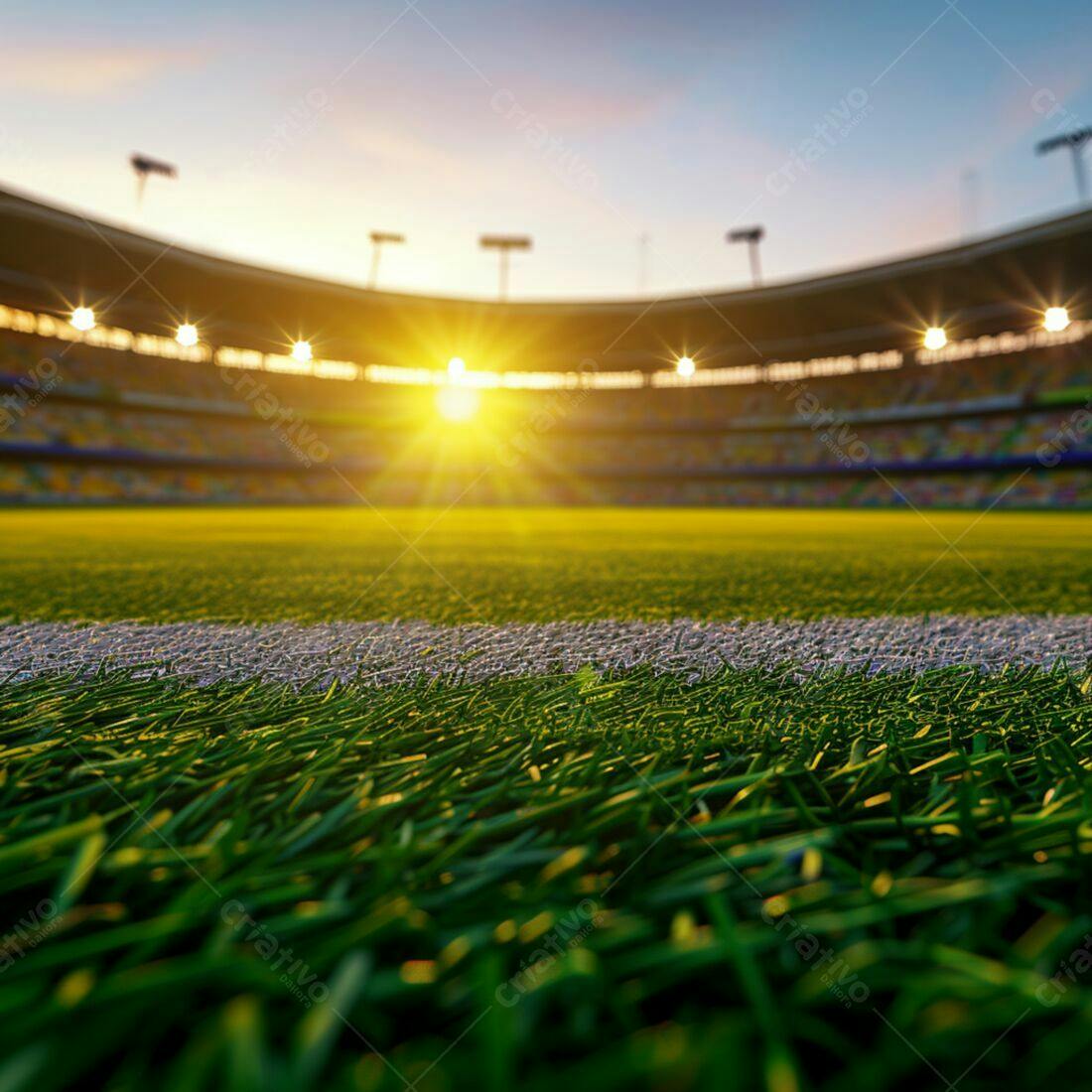 Gramado de Estádio ao Pôr do Sol
