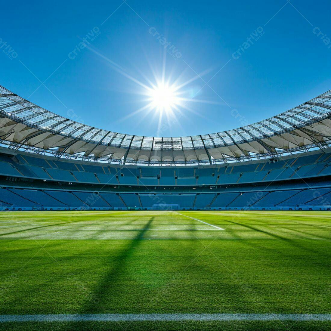 Estádio de futebol ensolarado dia claro
