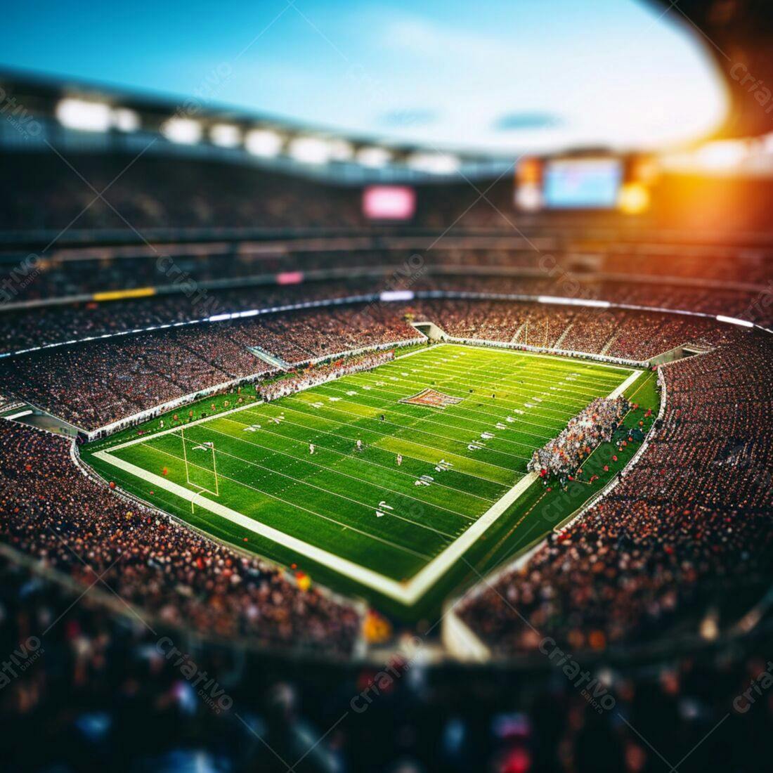Estádio de futebol americano lotado jogo noturno