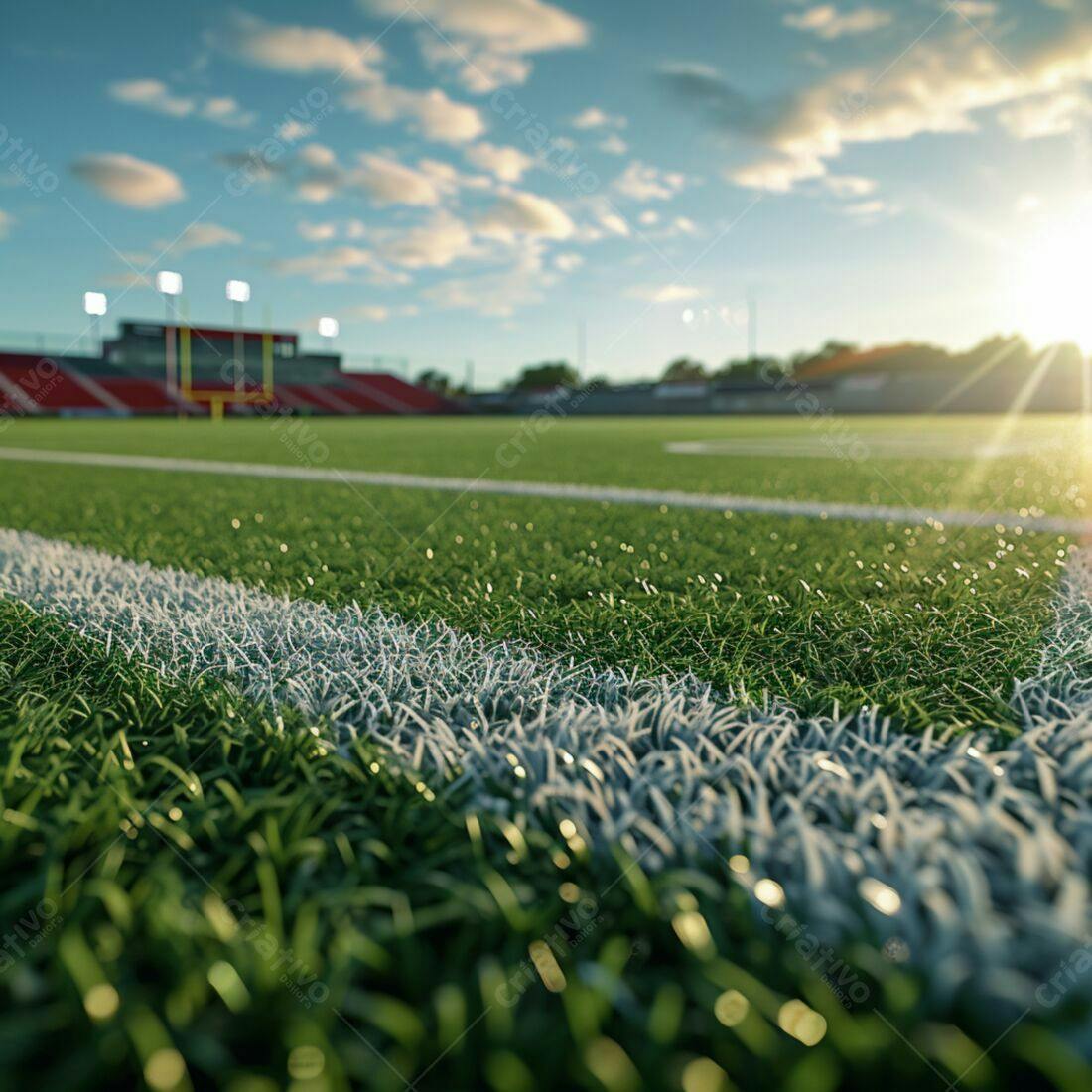 Campo de futebol americano ao entardecer