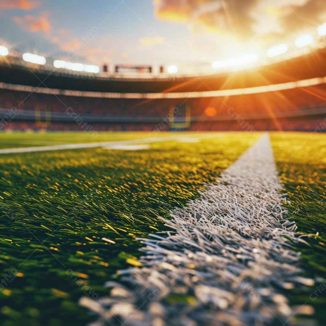 Campo de futebol americano ao entardecer
