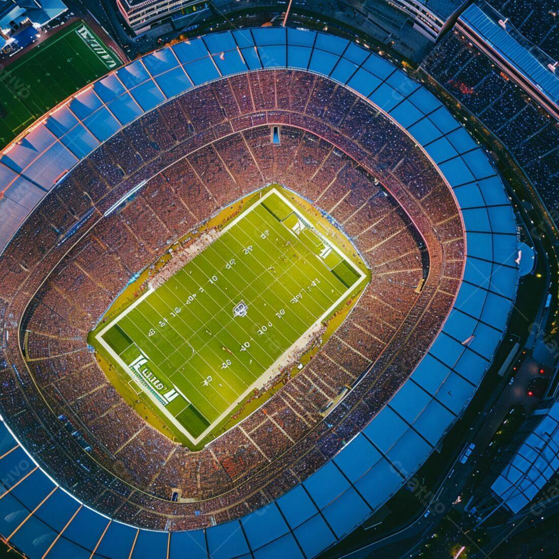 Estádio lotado em jogo noturno