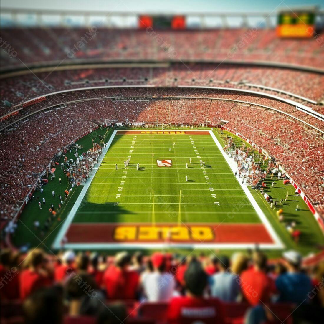 Jogo de Futebol Americano em Estádio Lotado