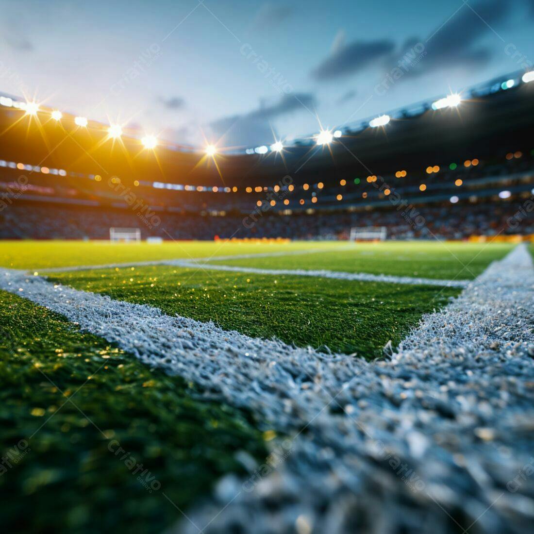 Campo de futebol iluminado à noite