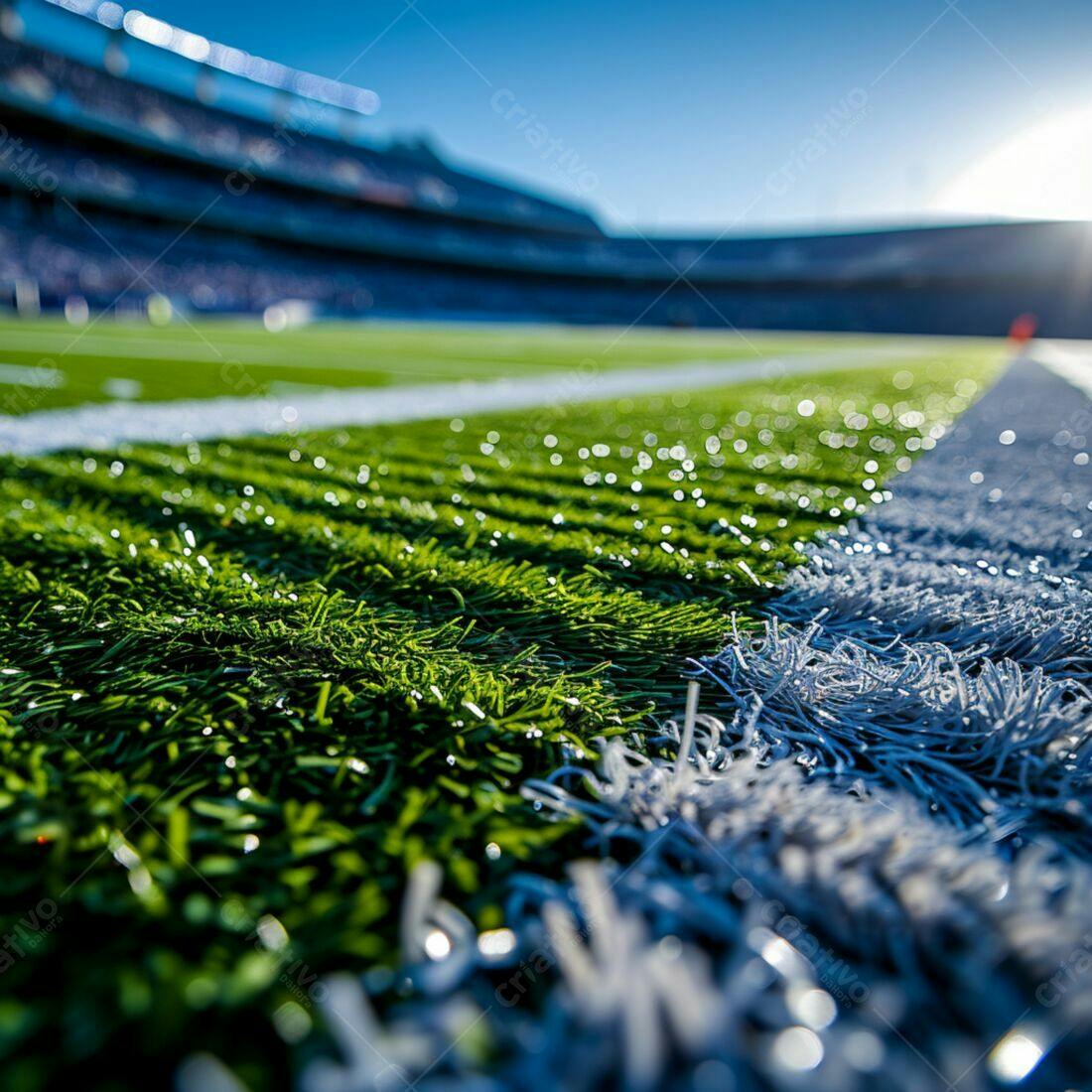 Gramado de futebol americano em dia ensolarado