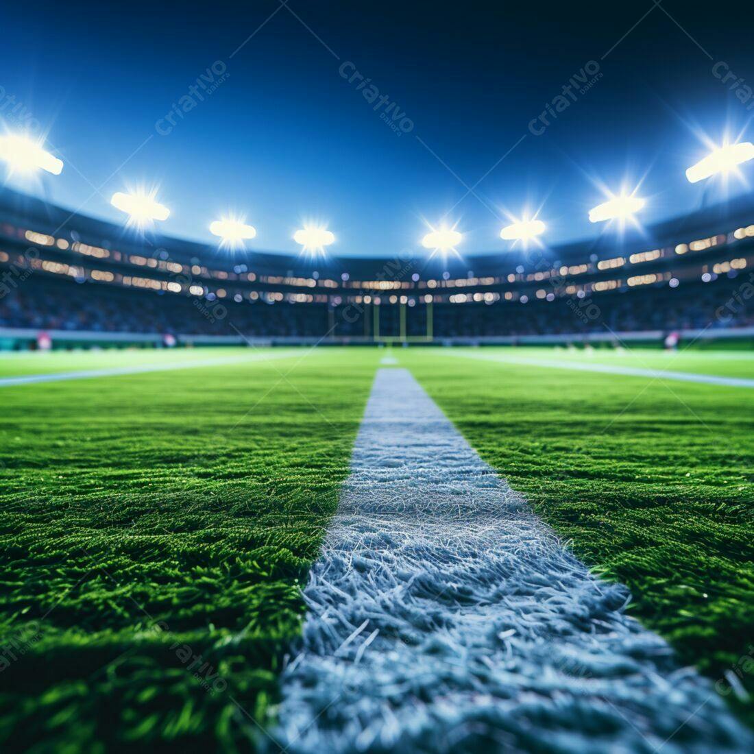 Campo de futebol americano noturno iluminado