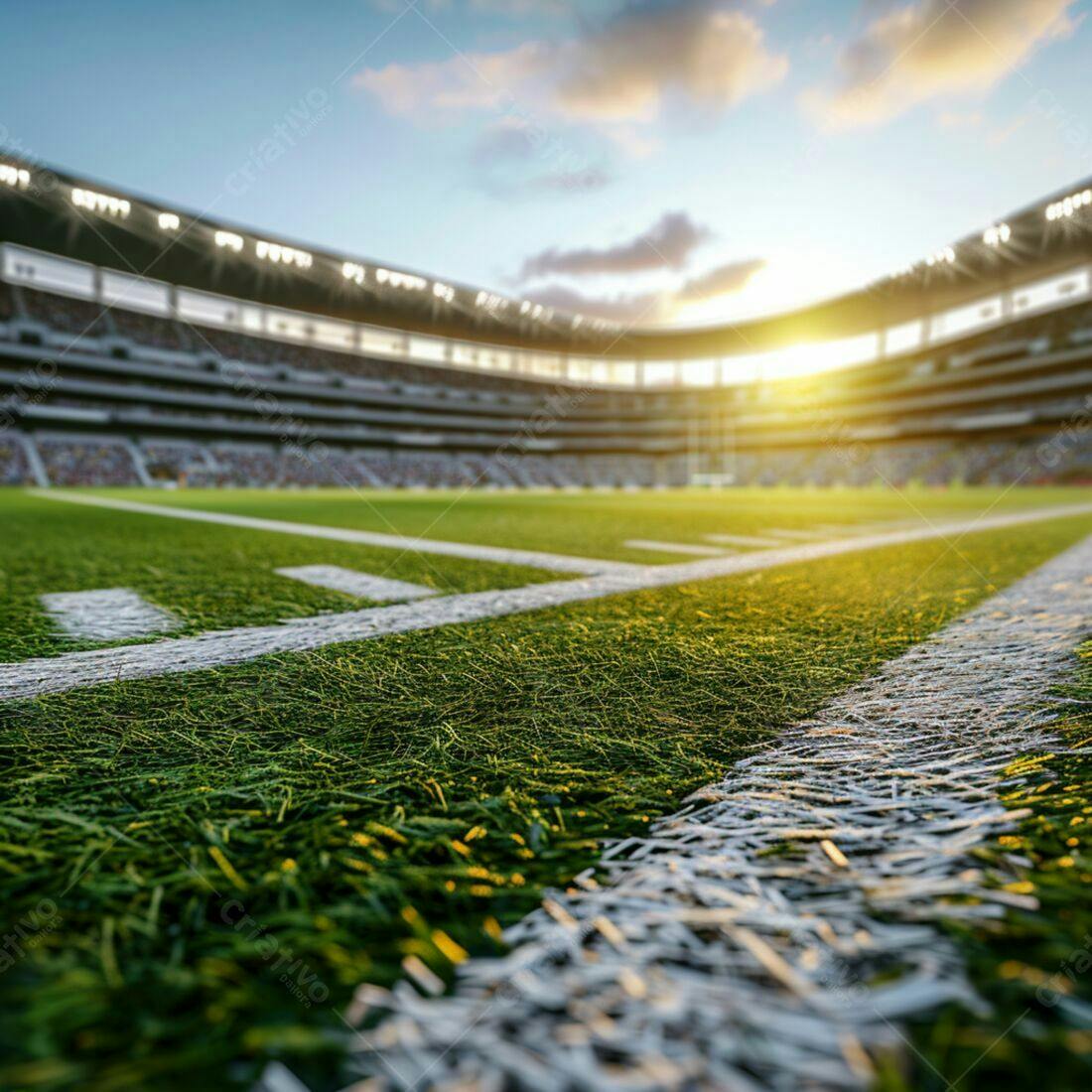Campo de futebol americano ao entardecer