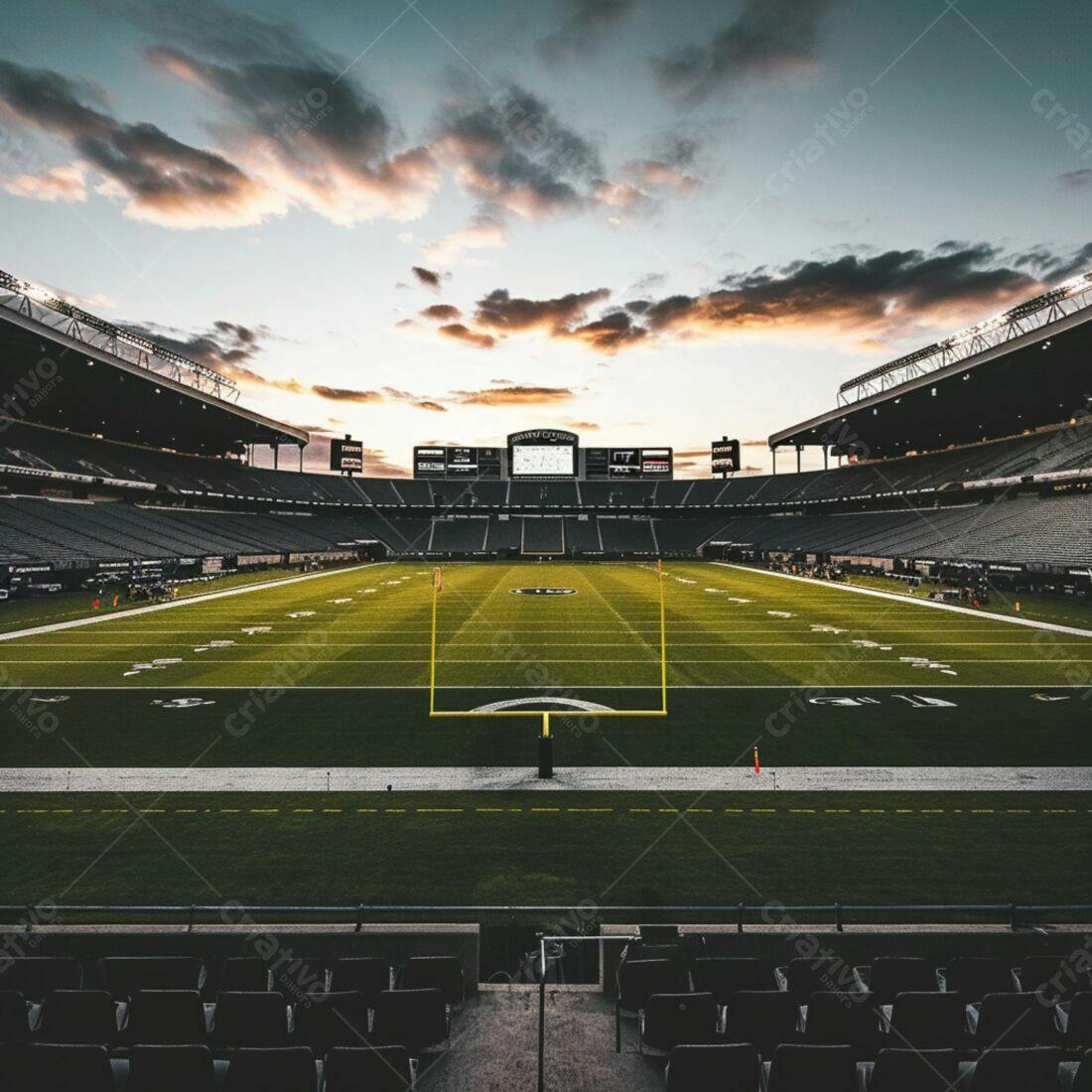 Estádio de futebol americano ao entardecer