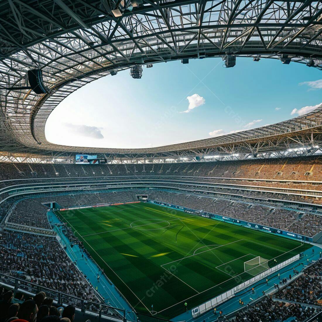 Estádio lotado durante jogo de futebol