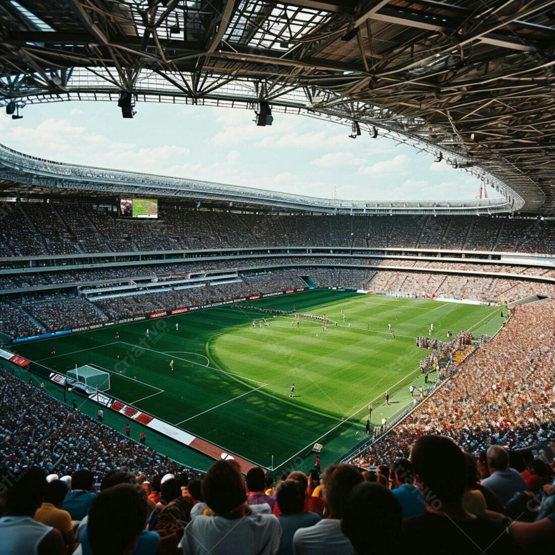 Estádio lotado em jogo de futebol