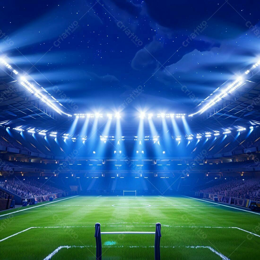 Estádio de futebol iluminado à noite
