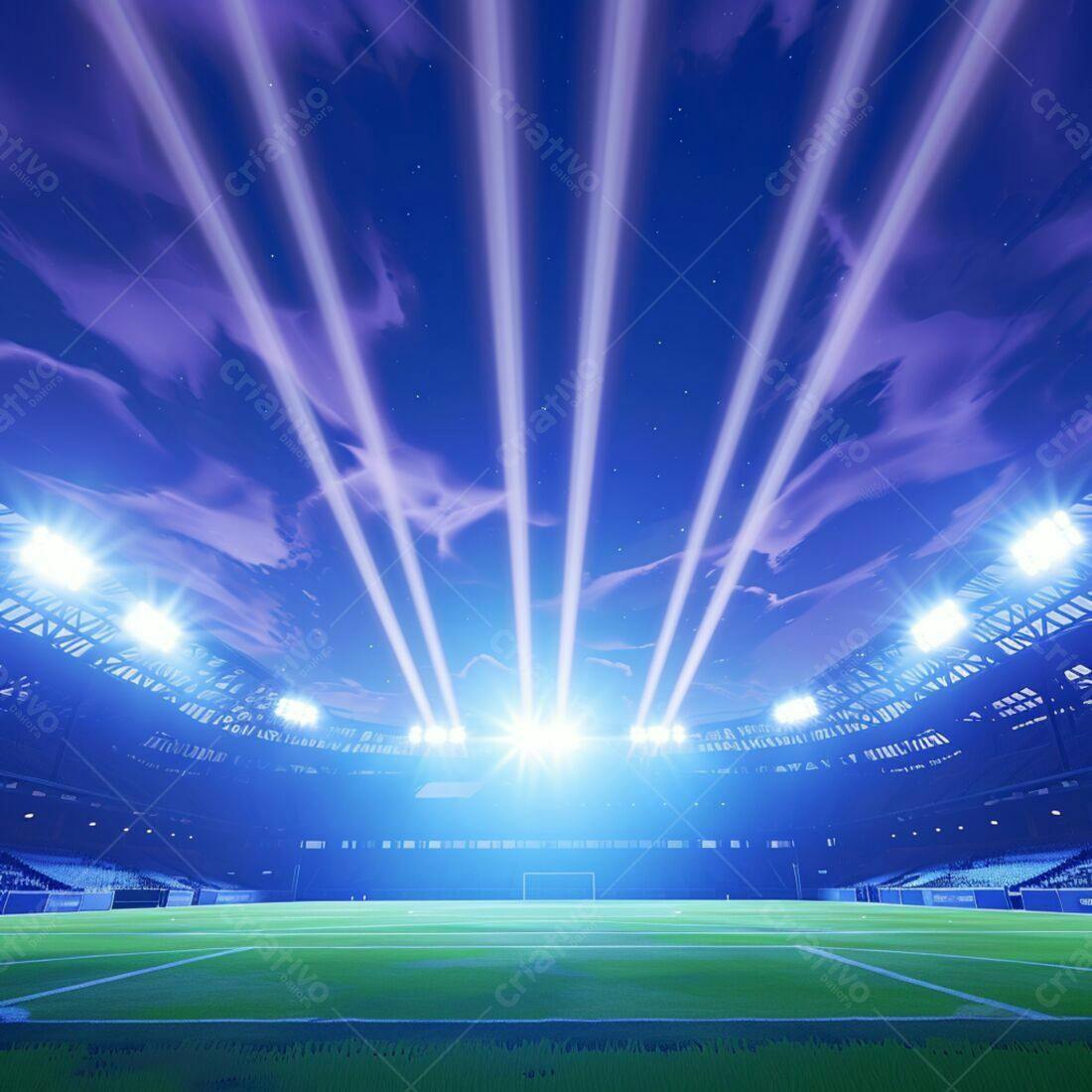 Estádio iluminado noite jogo futebol