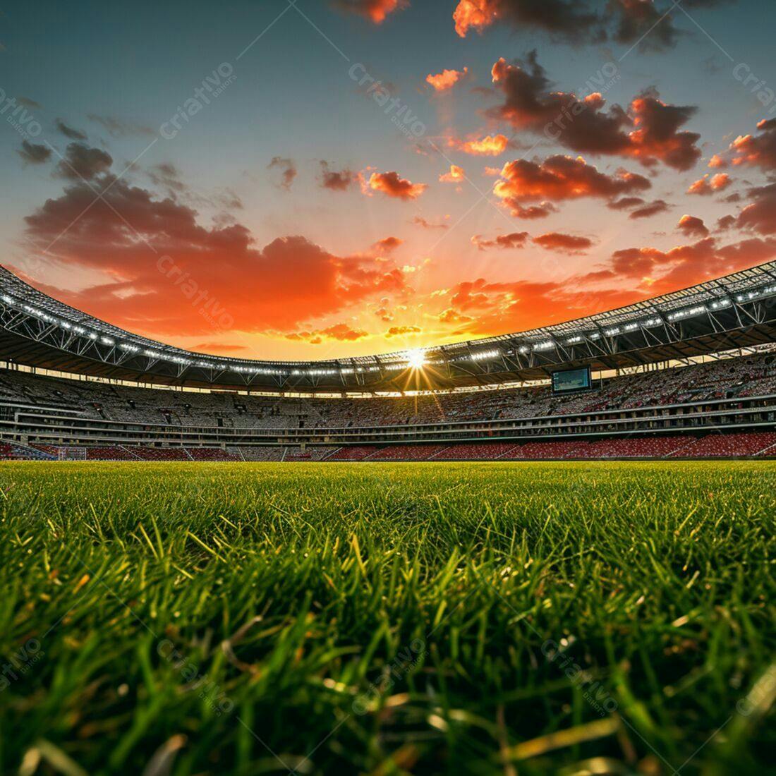 Estádio de futebol ao pôr do sol