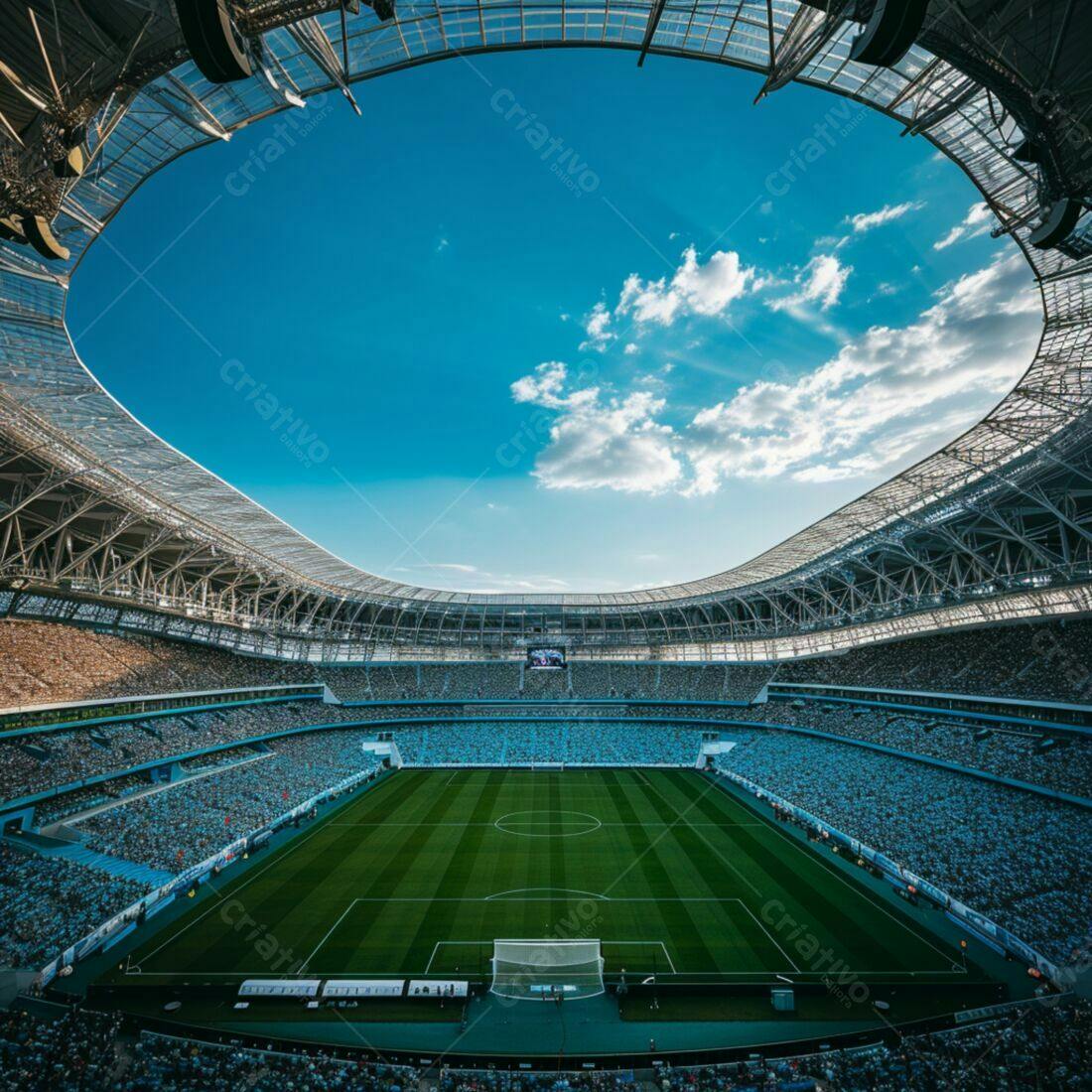 Estádio lotado em dia ensolarado