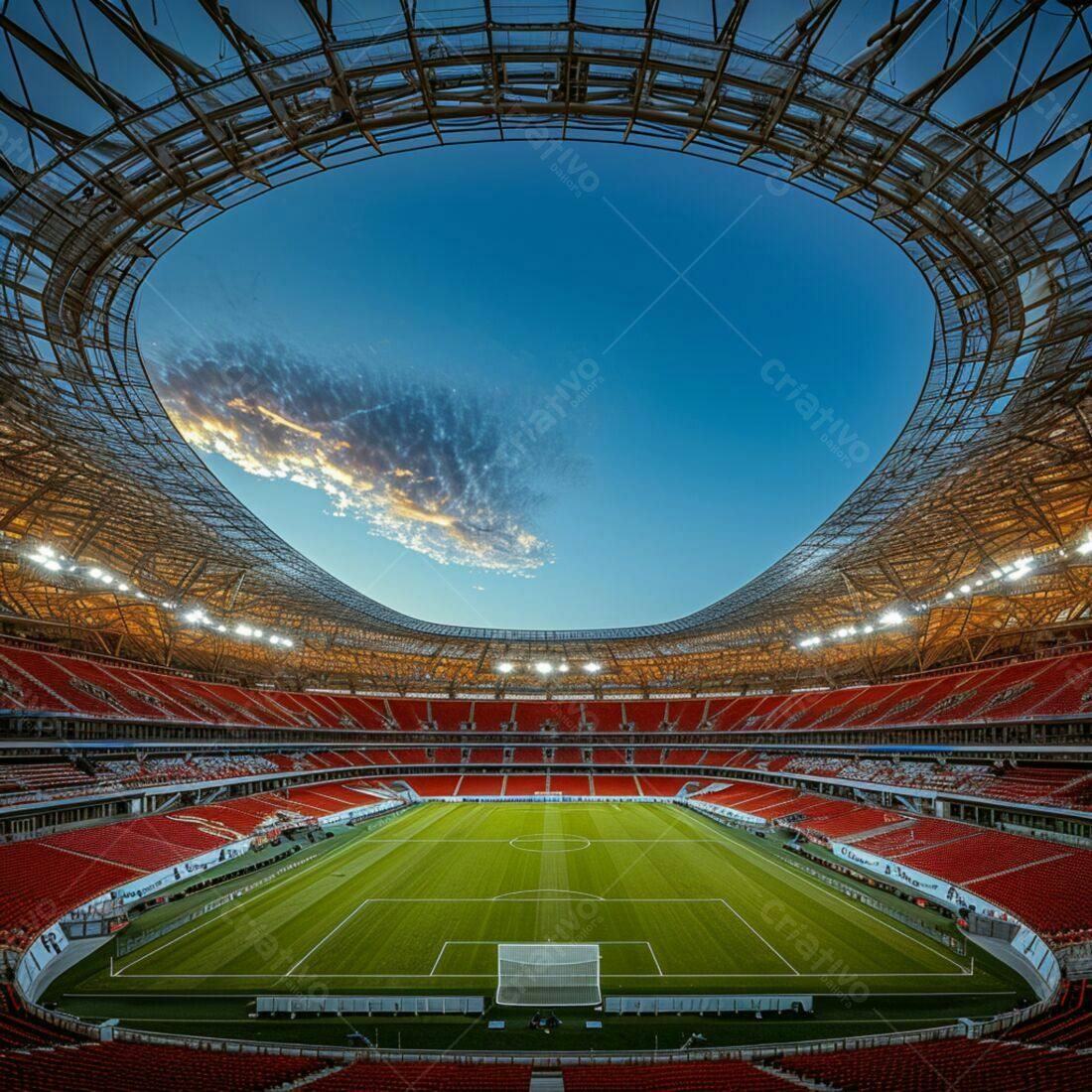 Estádio de Futebol Moderno ao Entardecer