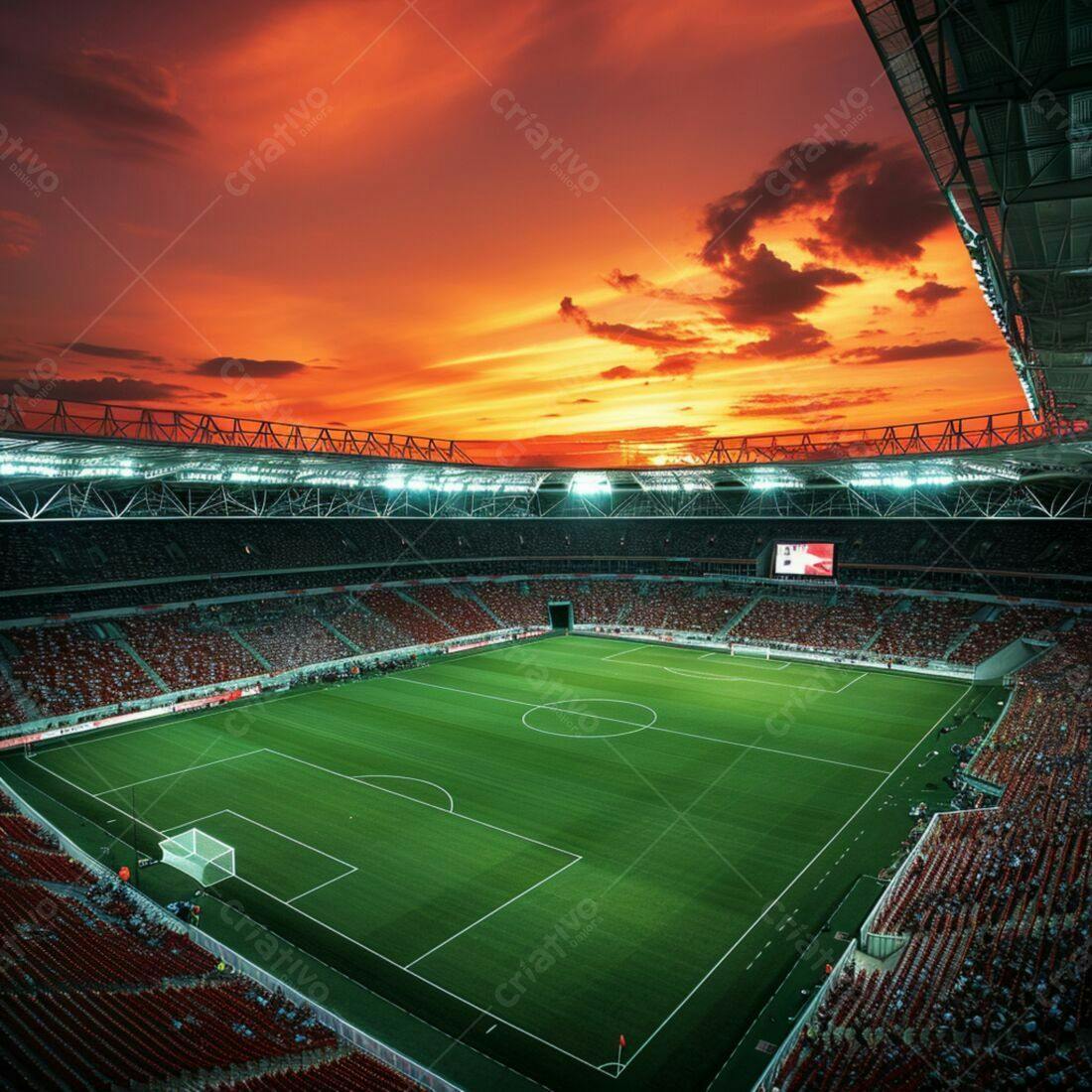 Estádio de futebol ao entardecer