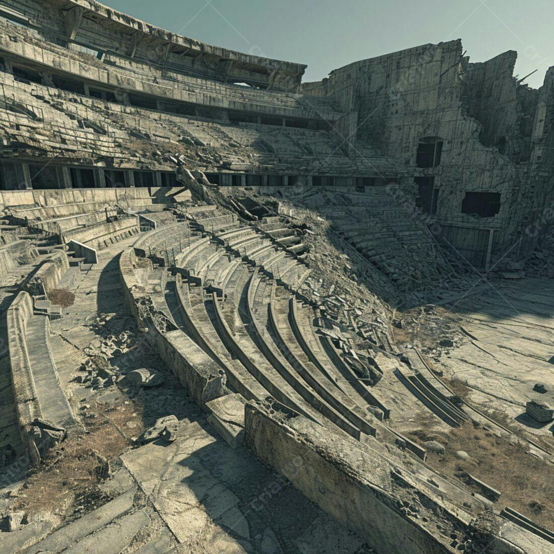 Ruínas de Estádio de Concreto Abandonado
