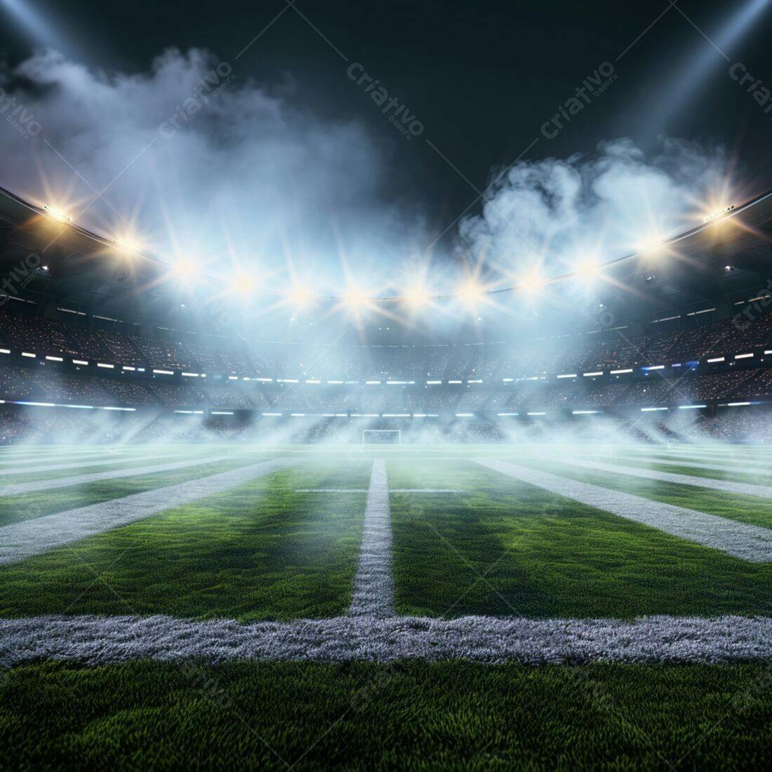 Campo de futebol americano noturno iluminado