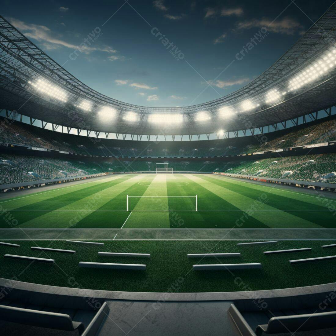 Estádio de futebol iluminado à noite