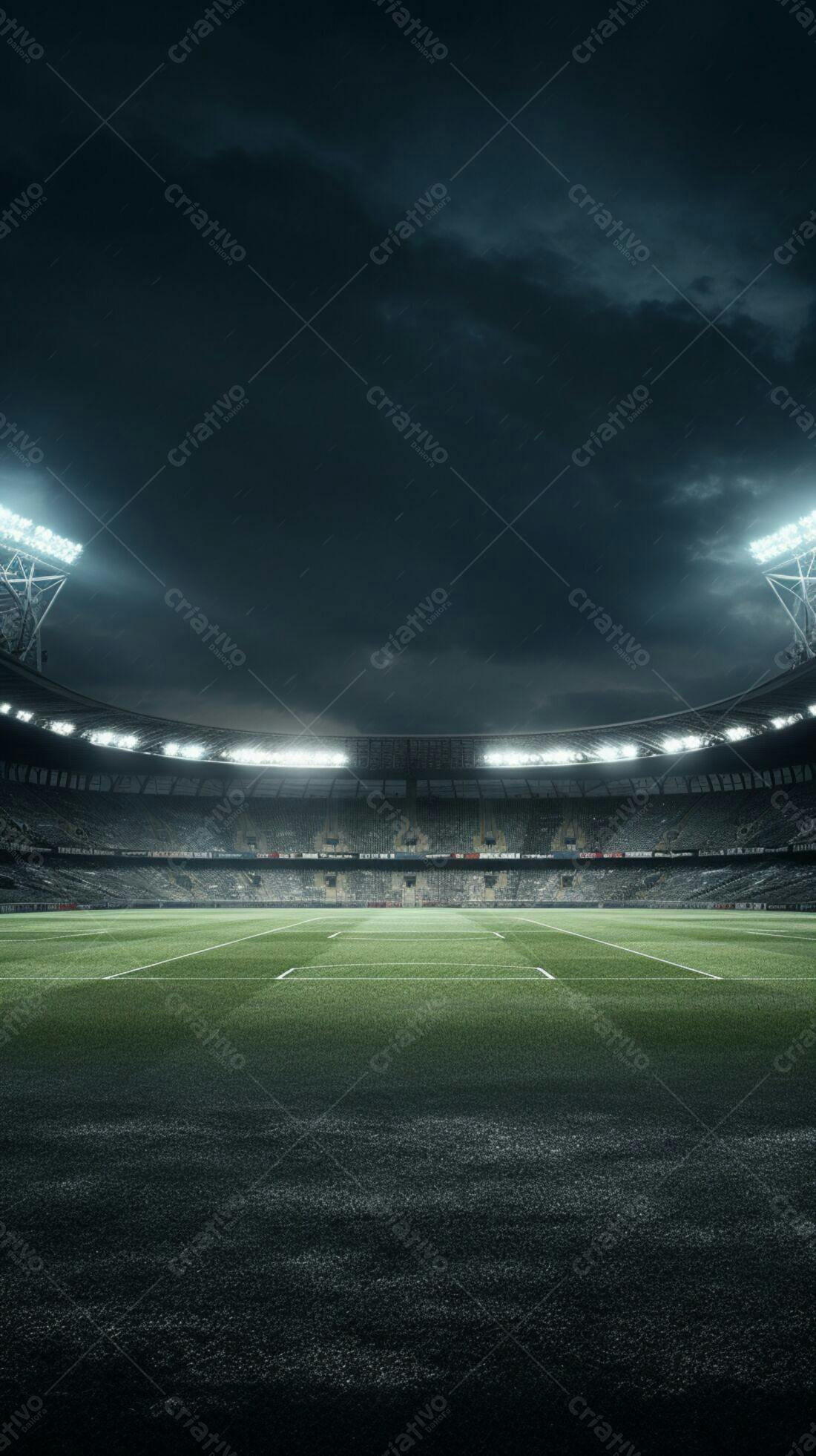 Estádio de futebol noturno vazio