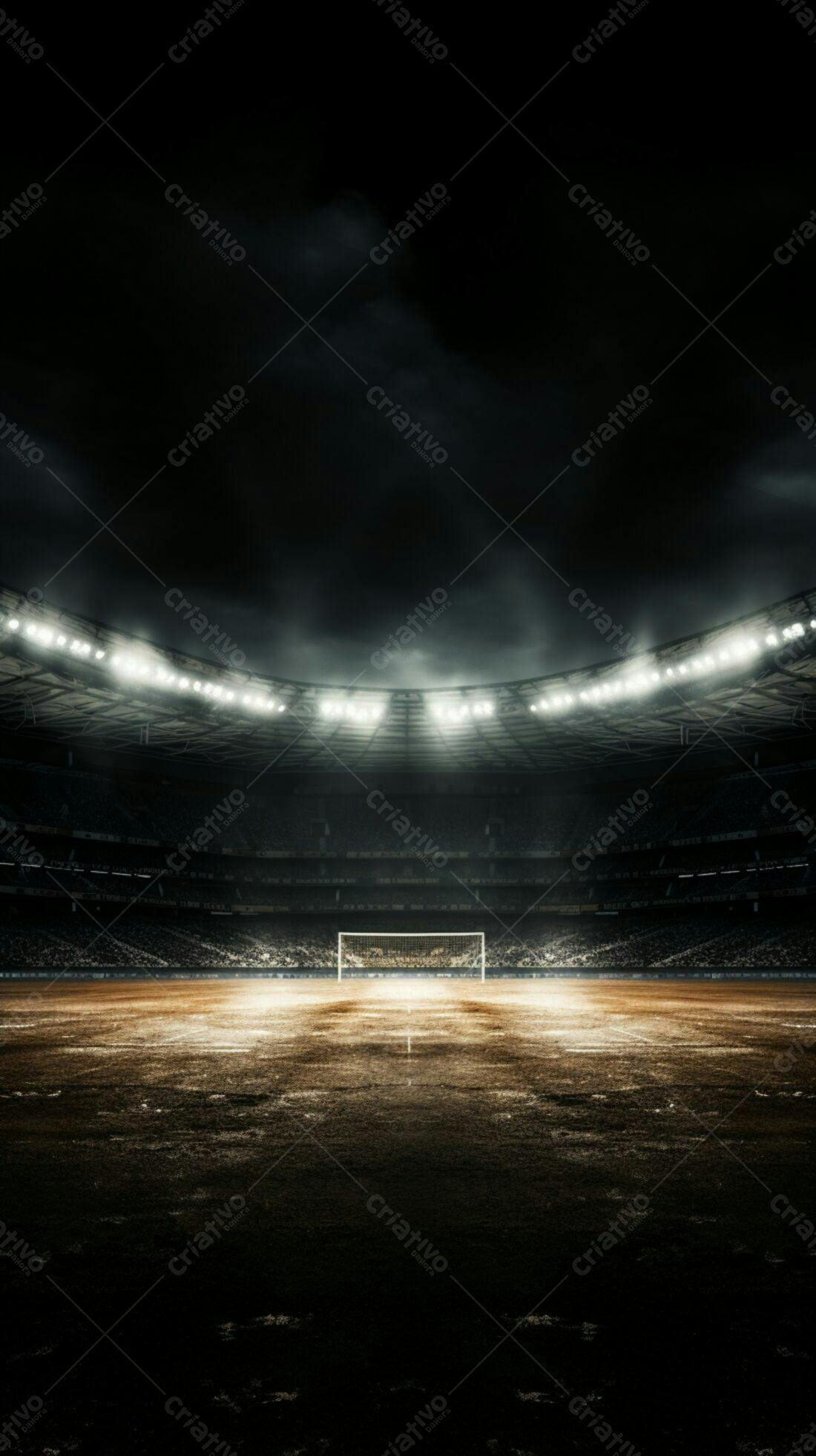Estádio de futebol noturno vazio