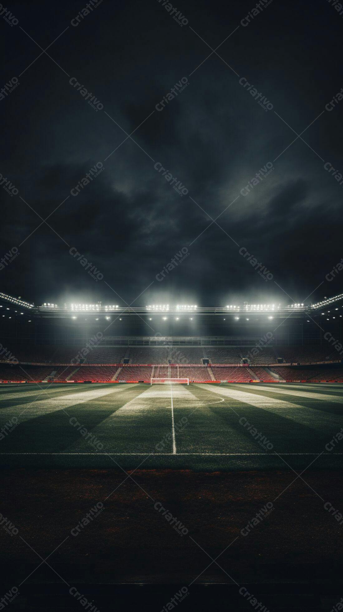 Estádio de futebol noturno vazio