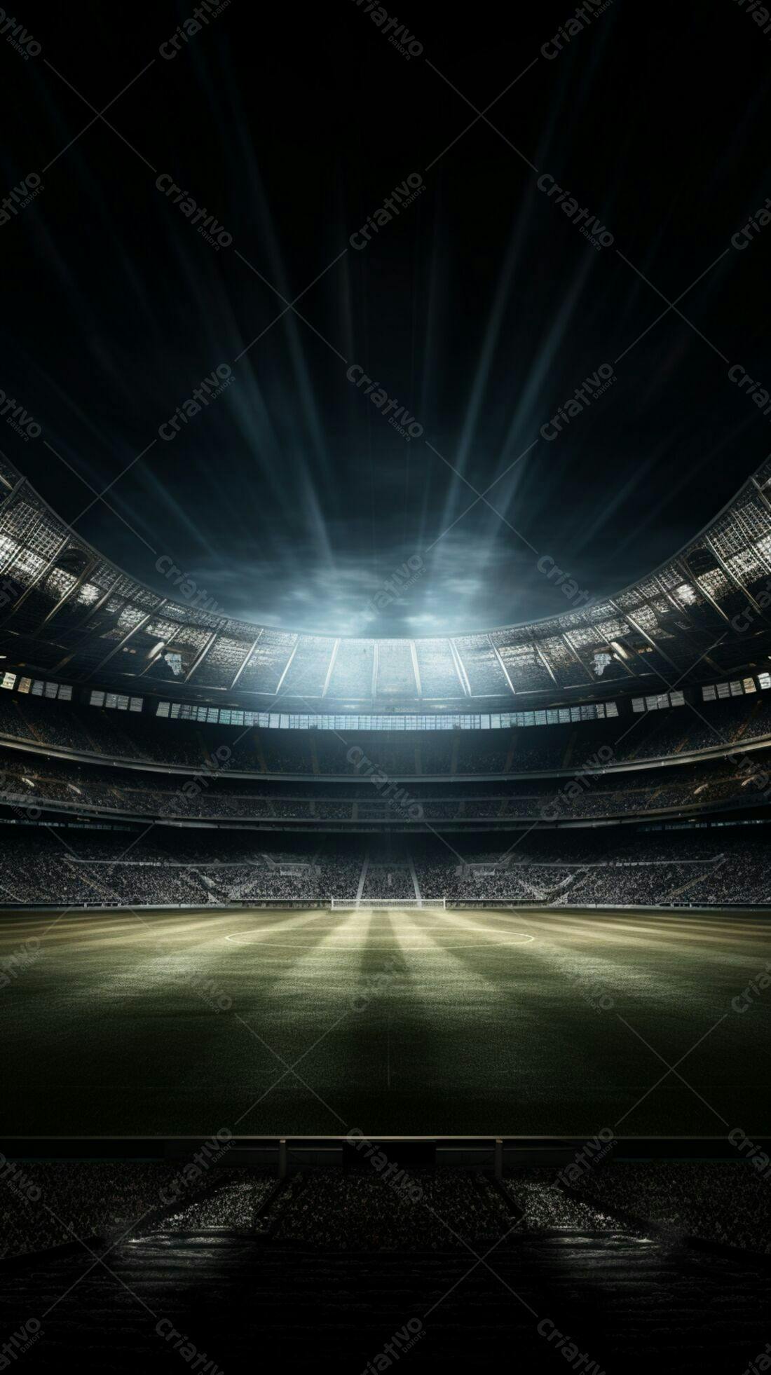 Estádio de futebol noturno iluminado