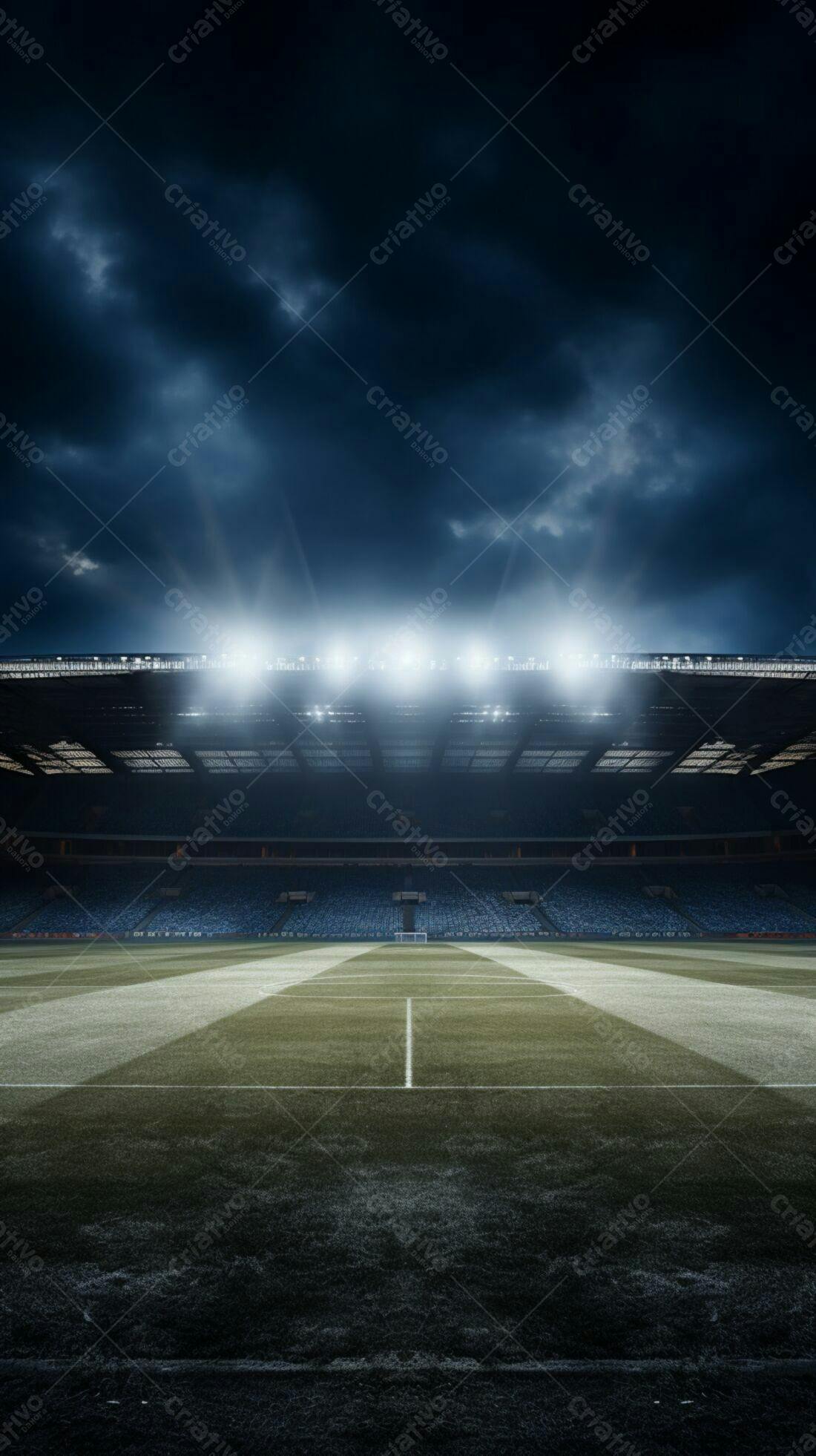 Estádio de futebol noturno iluminado