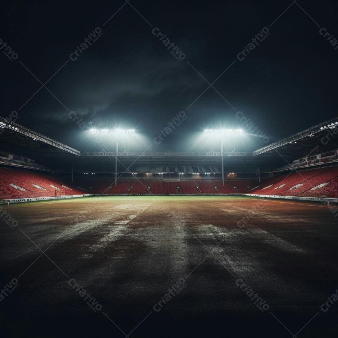 Estádio de futebol noturno vazio